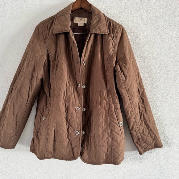 MICHAEL KORS Quilted Jacket Fall Winter Outerwear Coat Snap Close Size Large - Picture 4 of 11